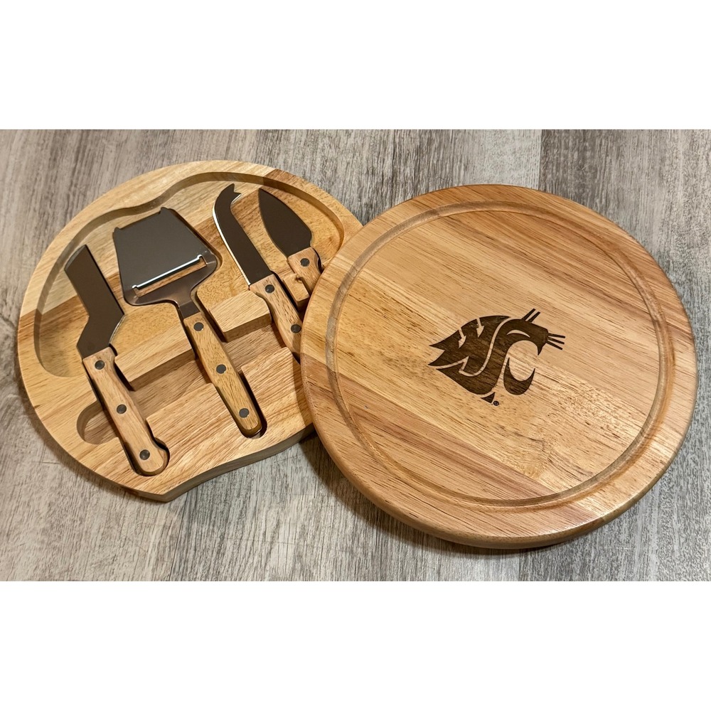Toscana Washington State Cougars Circo Cheese Board and Tools Set 10in Parawood